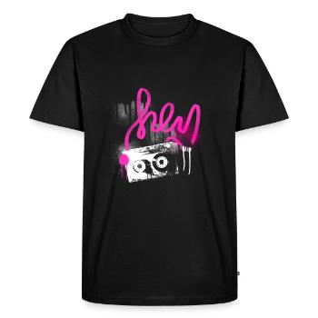 XL 04 b cassette music - Männer Premium Bio T-Shirt - Schwarz - Vorne - Nico (187cm)