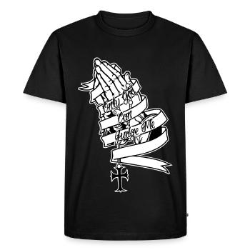 Only God Can Judge Me Praying Hands - Men's Premium Organic T-Shirt - black - Front - Nico (187cm)