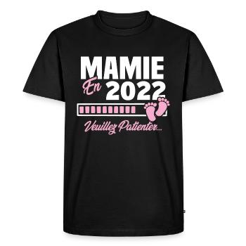 Mamie en 2022 / Cadeau future mamie 2022 - T-shirt Premium bio Homme - noir - Devant - Nico (187cm)