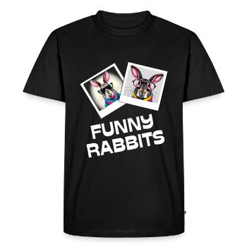 Funny rabbit funny glasses happy easter day - Men's Premium Organic T-Shirt - black - Front - Nico (187cm)