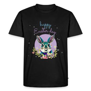 Funny rabbit funny glasses bunny easter day - Men's Premium Organic T-Shirt - black - Front - Nico (187cm)