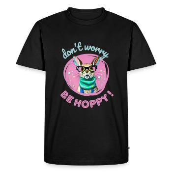 Don't worry be hoppy rabbit funny easter glasses - Men's Premium Organic T-Shirt - black - Front - Nico (187cm)
