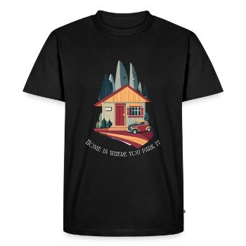 "Van-life is the best life", van life t-shirt - T-shirt Premium bio Homme - noir - Devant - Nico (187cm)