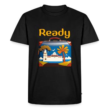 "Ready to travel", van life t-shirt - Men's Premium Organic T-Shirt - black - Front - Nico (187cm)