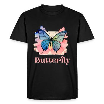 Butterflies pattern - T-shirt Premium bio Homme - noir - Devant - Nico (187cm)