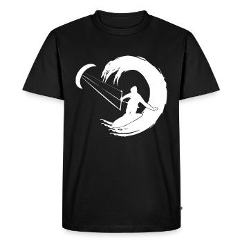 Kitesurfer Silhouette Aventure De Vagues Géantes - T-shirt Premium bio Homme - noir - Devant - Nico (187cm)