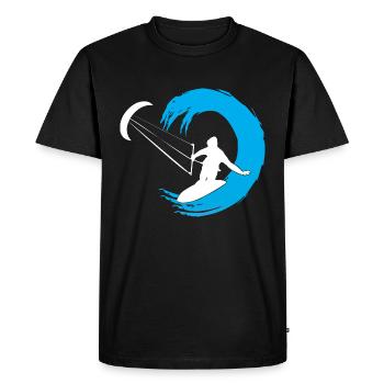 Kitesurfer Silhouette Aventure De Vagues Géantes - T-shirt Premium bio Homme - noir - Devant - Nico (187cm)