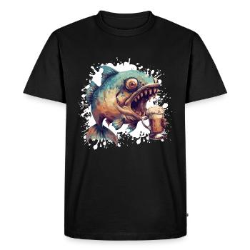 Bière de poisson Piranha - T-shirt Premium bio Homme - noir - Devant - Nico (187cm)
