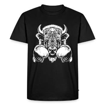 Bison Boxing Fighter MMA - Men's Premium Organic T-Shirt - black - Front - Nico (187cm)