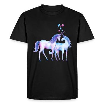 Unicorn couples in love - Men's Premium Organic T-Shirt - black - Front - Nico (187cm)