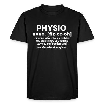 PHYSIO also known as wizard - Men's Premium Organic T-Shirt - black - Front - Nico (187cm)