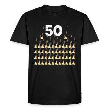 Birthday 50 Brooms - Men's Premium Organic T-Shirt - black - Front - Nico (187cm)