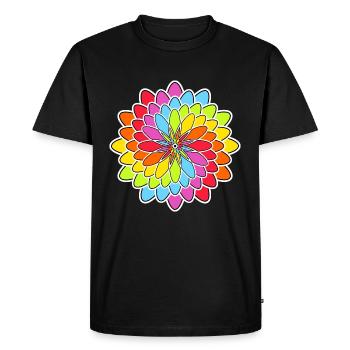 Fleur arc-en-ciel - T-shirt Premium bio Homme - noir - Devant - Nico (187cm)