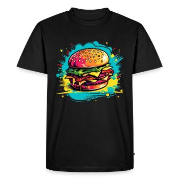 Explosion de hamburgers colorés - T-shirt Premium bio Homme - noir - Devant - Nico (187cm)