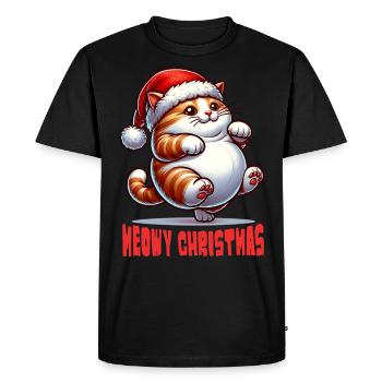 Chapeau de Père Noël Chat Noël Miaou - T-shirt Premium bio Homme - noir - Devant - Nico (187cm)