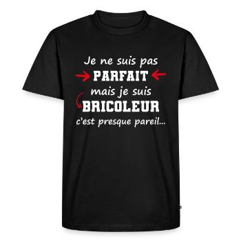 Je ne suis pas parfait, mais je suis bricoleur - T-shirt Premium bio Homme - noir - Devant - Nico (187cm)