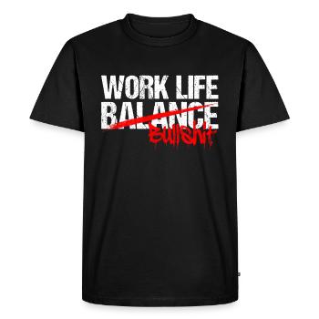 Équilibre travail-vie personnelle Yin Yang Yoga Dire drôle - T-shirt Premium bio Homme - noir - Devant - Nico (187cm)