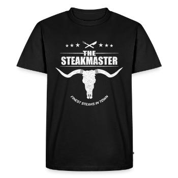 The Steakmaster - Men's Premium Organic T-Shirt - black - Front - Nico (187cm)