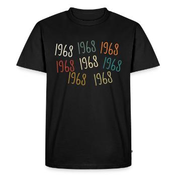 Né en 1968, année de naissance - légendaire depuis 1968 - T-shirt Premium bio Homme - noir - Devant - Nico (187cm)