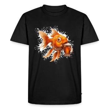 Bière de poisson rouge drôle - T-shirt Premium bio Homme - noir - Devant - Nico (187cm)