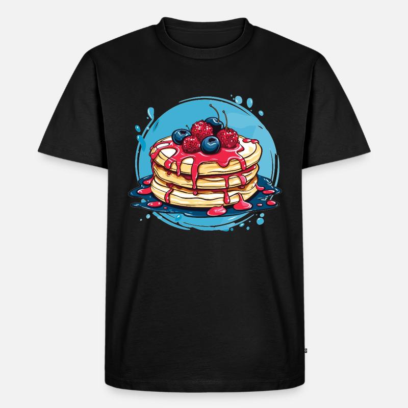 Pancakes mit Beeren - Männer Premium Bio T-Shirt - Schwarz