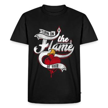 COEUR FEU - Cadeau romantique - T-shirt Premium bio Homme - noir - Devant - Nico (187cm)