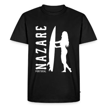 Nazare Surfer Girl Portugal - T-shirt Premium bio Homme - noir - Devant - Nico (187cm)