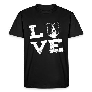 LOVE - Border Collie - Men's Premium Organic T-Shirt - black - Front - Nico (187cm)