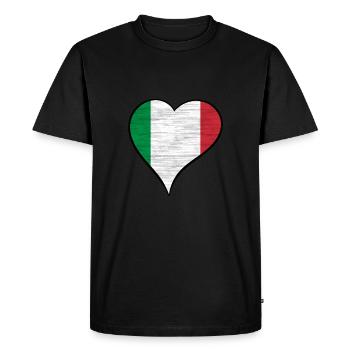 Coeur drapeau italien - T-shirt Premium bio Homme - noir - Devant - Nico (187cm)