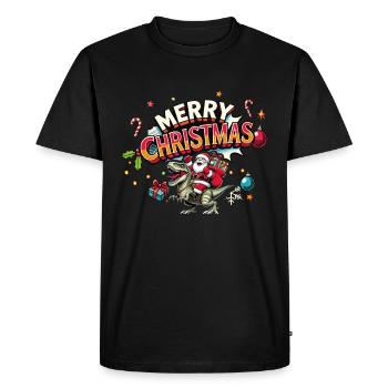 Le Père Noël monte TRex Xmas Cartoon Kids - T-shirt Premium bio Homme - noir - Devant - Nico (187cm)