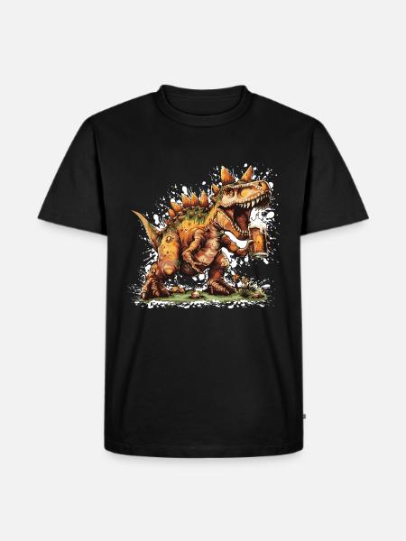 Dinosaurier stegosaurus Bier - Männer Premium Bio T-Shirt - Schwarz