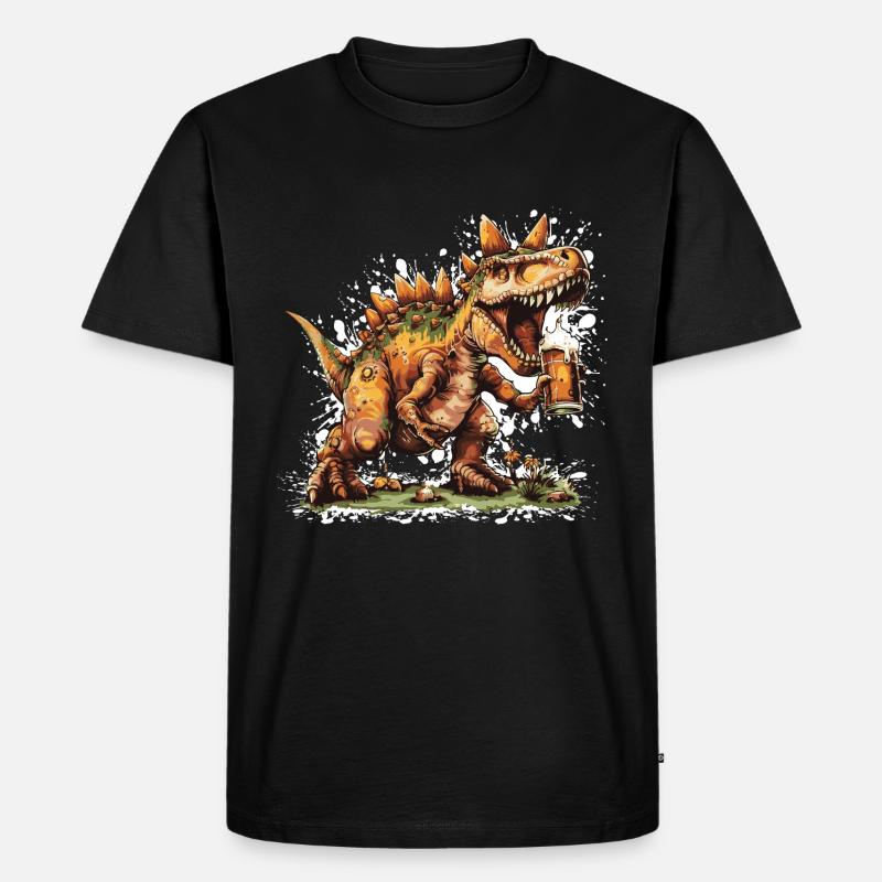 Dinosaurier stegosaurus Bier - Männer Premium Bio T-Shirt - Schwarz