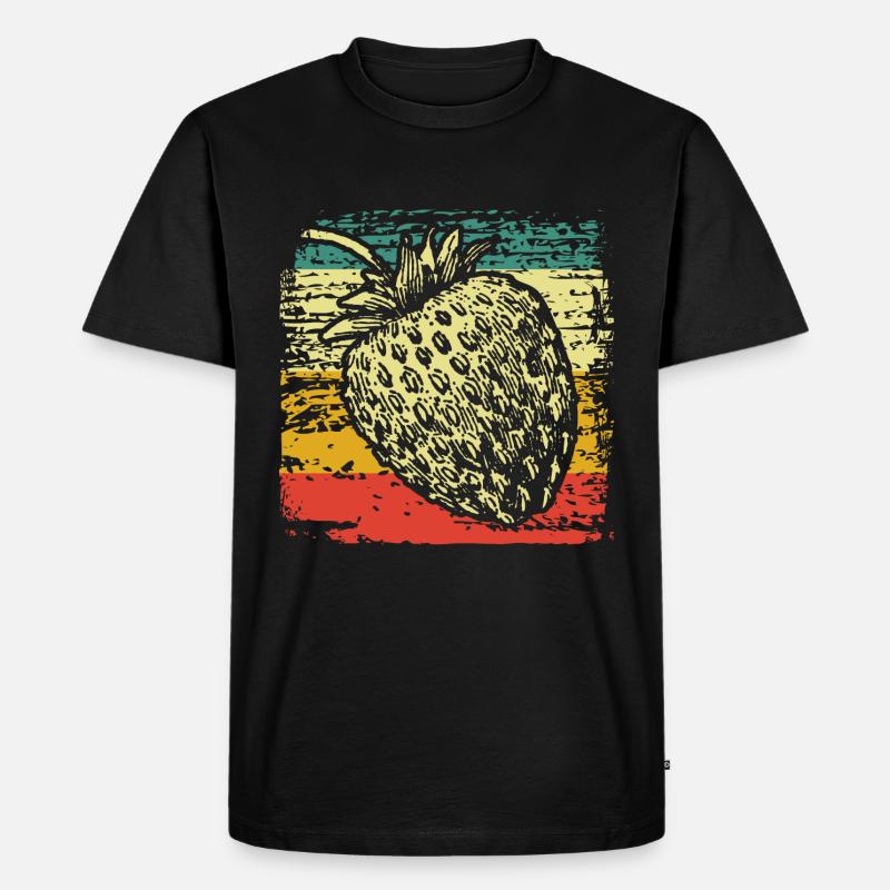 Erdbeere - Männer Premium Bio T-Shirt - Schwarz