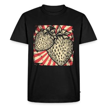 Fraise Fruits - T-shirt Premium bio Homme - noir - Devant - Nico (187cm)