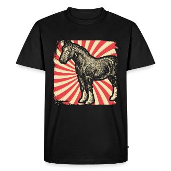 Cheval race Clydesdale - T-shirt Premium bio Homme - noir - Devant - Nico (187cm)