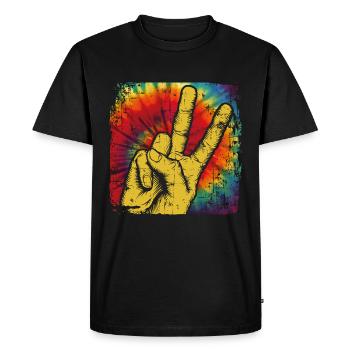 Peace Frieden Hippie - Men's Premium Organic T-Shirt - black - Front - Nico (187cm)