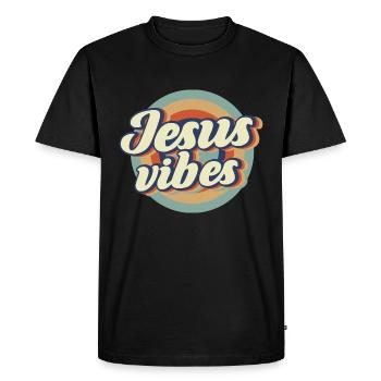 Jesus Vibes cool Jesus Christ Son of God Design - Men's Premium Organic T-Shirt - black - Front - Nico (187cm)
