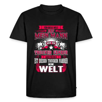 Trucker drivers - my husband - my world - Men's Premium Organic T-Shirt - black - Front - Nico (187cm)