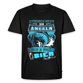 Not interrupting me fishing - beer - en - Men's Premium Organic T-Shirt - black - Front - Nico (187cm)