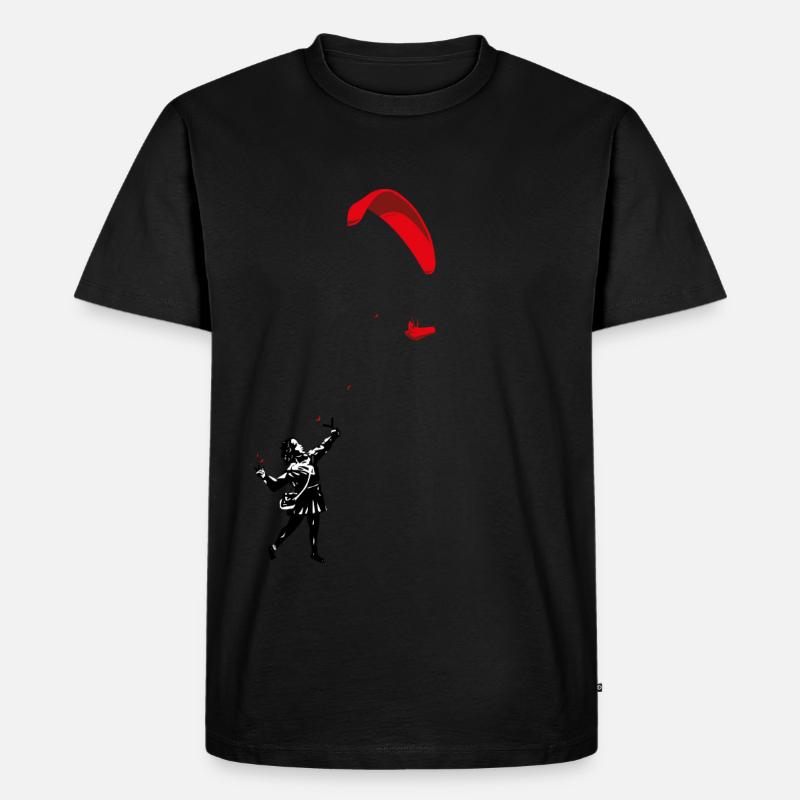 Mädchen mit Gleitschirm - Männer Premium Bio T-Shirt - Schwarz
