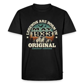 90 ans - légende née en 1933 - T-shirt Premium bio Homme - noir - Devant - Nico (187cm)