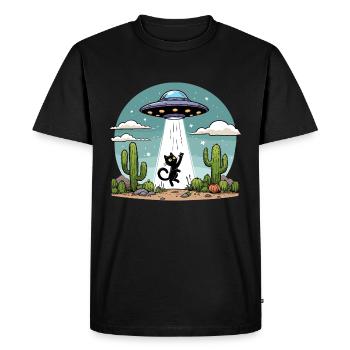 Ufo Cat Space Aliens Space Cactus Drôle Amusant - T-shirt Premium bio Homme - noir - Devant - Nico (187cm)