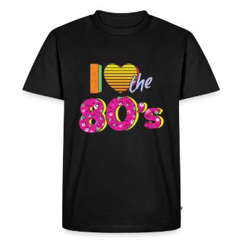J'aime les années 80 - années 80 rétro - T-shirt Premium bio Homme - noir - Devant - Nico (187cm)