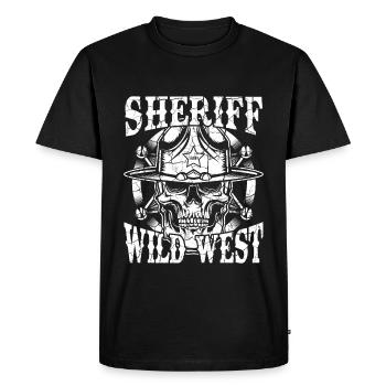 Shérif vintage - T-shirt Premium bio Homme - noir - Devant - Nico (187cm)