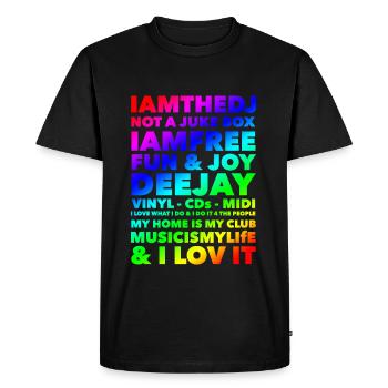 I AM THE DJ - Men's Premium Organic T-Shirt - black - Front - Nico (187cm)