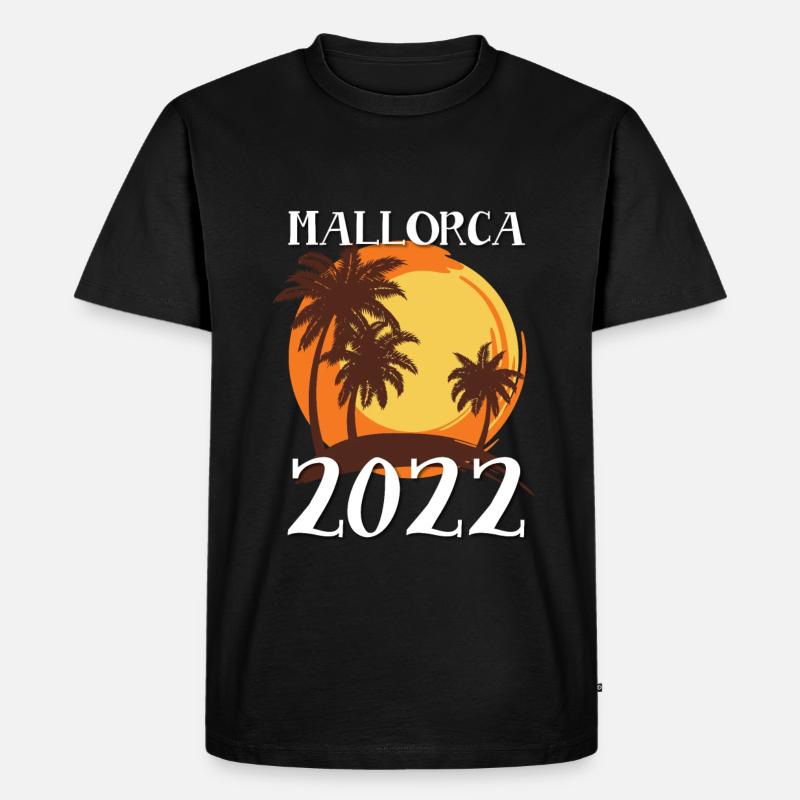 Mallorca 2022 Palmen - Männer Premium Bio T-Shirt - Schwarz
