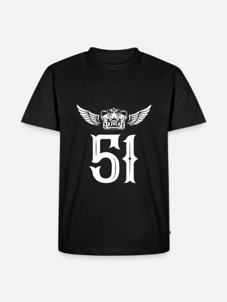 51 Zahl Krone - Männer Premium Bio T-Shirt - Schwarz