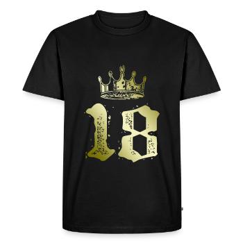 18 Nombre Couronne - T-shirt Premium bio Homme - noir - Devant - Nico (187cm)