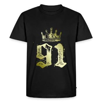 91 Couronne numérique - T-shirt Premium bio Homme - noir - Devant - Nico (187cm)