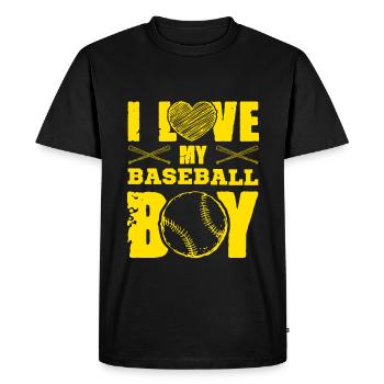 I love baseball boys - Men's Premium Organic T-Shirt - black - Front - Nico (187cm)